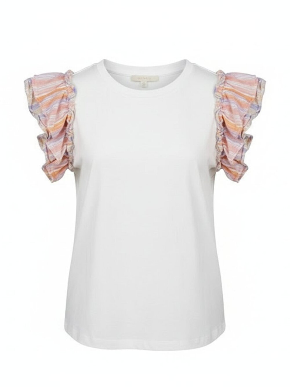 Flat White Ruffle Sleeve Top XXS